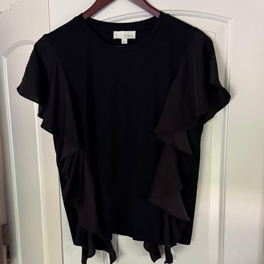 Pinch Black Ruffle Sleeve Blouse